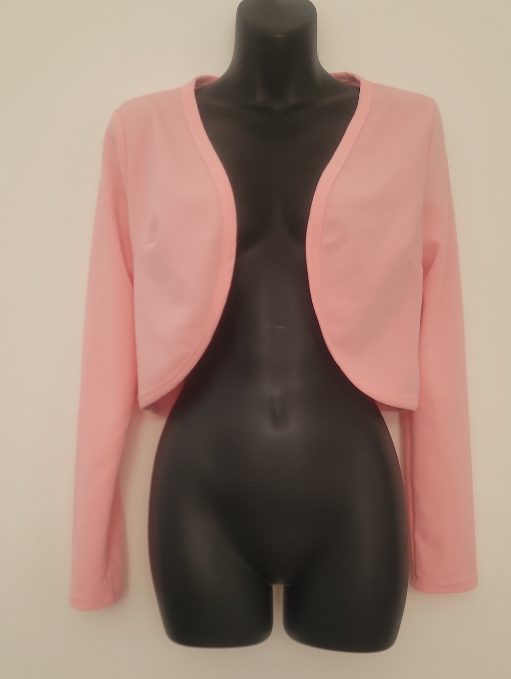 Women's Pink Cropped Open-Front Jacket